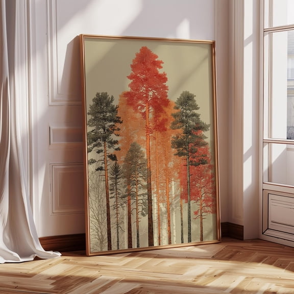 Fall Forest Wall Art Print Poster Rustic Autumn Landscape, Size 8x12 UNFFRAMED F03.1.8l739