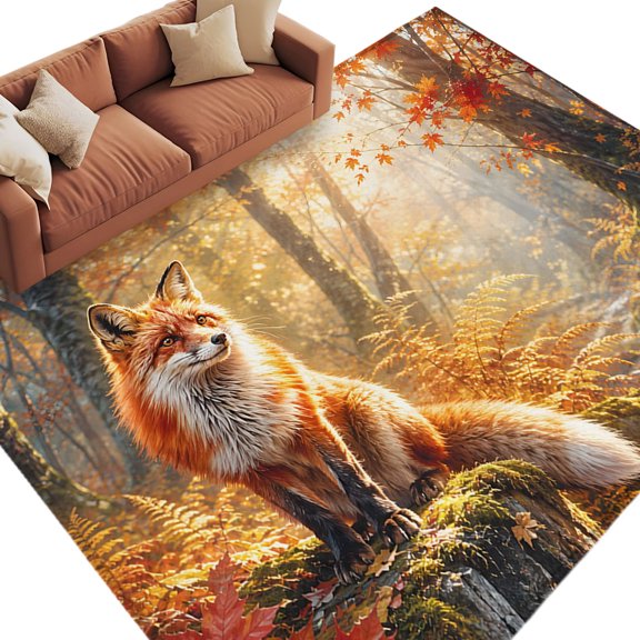 Fall Fox Area Rug 6x9 Washable Rug Non Slip Autumn Forest Wild Animals Maple Leaves Large Area Rug Soft Stainresistant Indoor Floor Carpet for Living Room Bedroom Home Office Dining Room Nursery