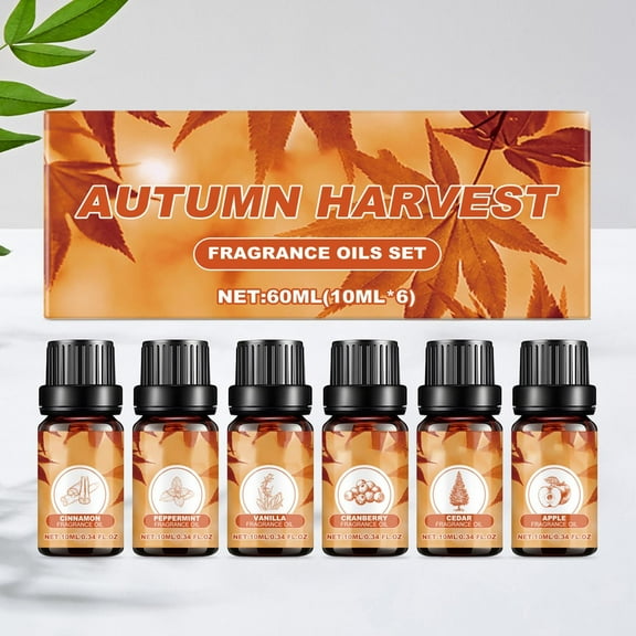 Fall Fragrances Essentialss Oils Set（6X10ML）, Warm Diffuser Humidifier Fragrance, Autumn Harvest 60ml, Body Spray Perfume 6 Pieces Spray for Women