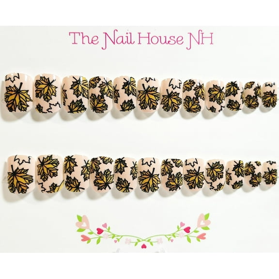 Fall Fun Glossy Extra Short Square Press On Nails - 24 Pieces - Artificial Nail Kit - Autumn Nails