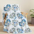 thumbnail image 1 of Fall Fuzzy Blanket Blue Floral Pumpkin Throw Blanket Soft Cozy Flannel Blanket for Autumn Thanksgiving Home Bed Sofa Couch Chair, 50 x 60 Inch, 1 of 1