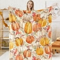 thumbnail image 1 of Vintage Fall Fuzzy Flannel Blanket 60 x 50 Inch Retro Pumpkin Football Throw Blanket Retro Harvest Blanket for Thanksgiving Home Chair Sofa Couch Bed, 1 of 6