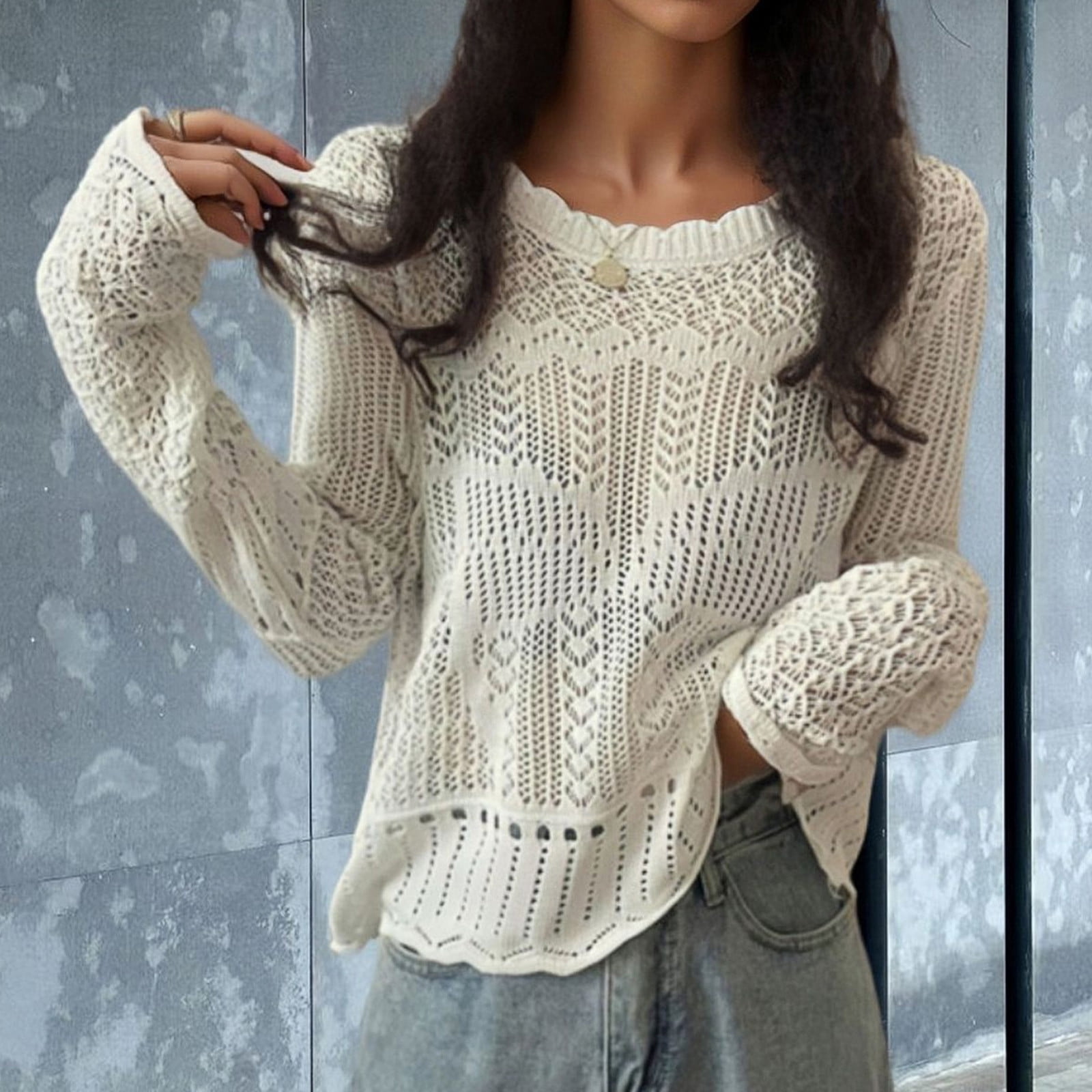 Fall Games Shirt Long Sleeve Work Shirts for Women Fashion Casual Long Sleeve Solid Ladies Hollow Out Tops Blouse