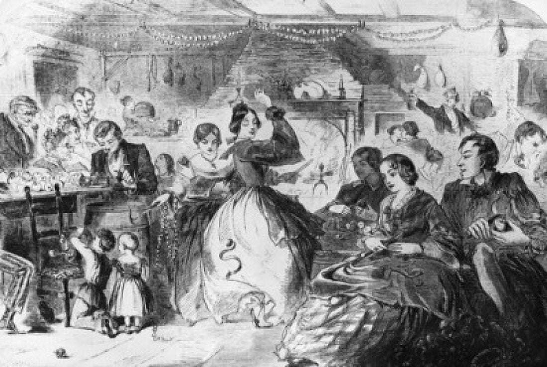 Fall Games--The Apple-Bee (From the November 1859 Edition of Harpers Weekly) 1859 Winslow Homer (1836-1910 American) Wood Engraving Canvas Art - Winslow Homer (18 x 24)