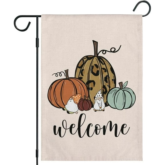 Fall Garden Flag 12x18 Double Sided Fall Flag, Autumn Vertical Burlap Small Fall House Flag, Pumpkin Garden Flag Fall for Outdoor Decor, Farmhouse Rustic Thanksgiving Yard Decoration