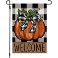 thumbnail image 1 of Fall Garden Flag 12x18 Inch Double Sided Burlap for Outside Pumpkin Buffalo Plaid Welcome Small Seasonal Yard Autumn Decoration (Orange Pumpkin) CF621-12, 1 of 6