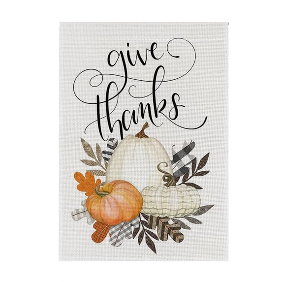 Fall Garden Flag 18 X 12 Inch, Thanksgiving Garden Flag, Farmhouse Fall Decor for Front Porch, Outdoor Fall Pumpkin Decorations for Yard and Patio, 1 Pack