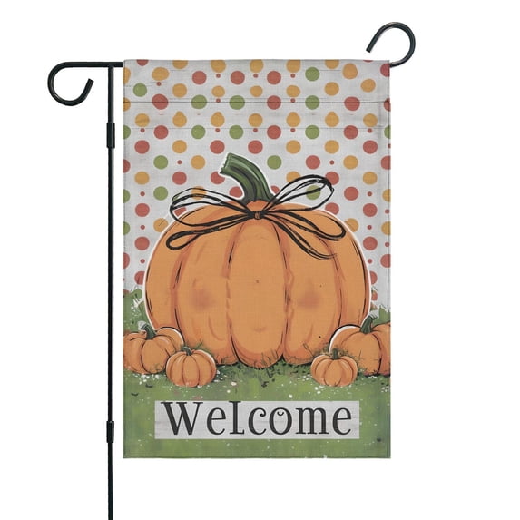 Fall Garden Flag Cross Pumpkin 12x18 Inch Double Sided for Outside Burlap Religious Thanksgiving Welcome Small Seasonal Autumn Yard Decoration CF1863-12