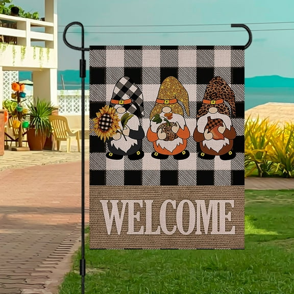 Fall Garden Flag - Fall Gnome Garden Flag, Gnome Fall Garden Flag, Fall Small Garden Flag
