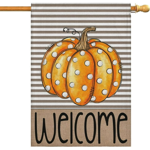 Fall Garden Flag Fall Pumpkin Welcome Flags Double Sided Vertical Burlap Yard Outdoor Autumn Thanksgiving Decor 28x40 Inch
