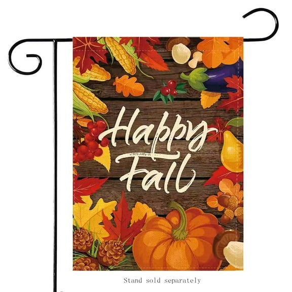 Fall Garden Flag Happy Fall Autumn Harvest Flag Double Side Pumpkin 12 x 18 inch