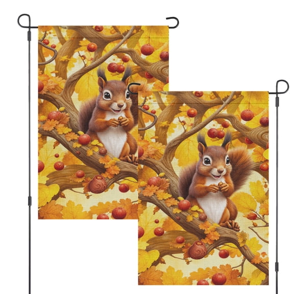 Fall Garden Flag Squirrel Acorns and Autumn Leaves Outdoor Yard Decor 12 x 18 Inch