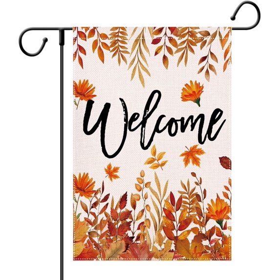 Fall Garden Flags 12x18 Double Sided for Outside Maple Leaves Branch Welcome Small Burlap Decorative Holiday Yard Flag Outdoor Decor