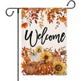 thumbnail image 1 of Fall Garden Flags 12x18 Double Sided for Outside Pumpkin Sunflowers Welcome Small Burlap Decorative Holiday Yard Flag Outdoor Decor, 1 of 6