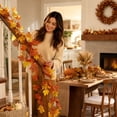 thumbnail image 1 of Fall Garland 26 Leaf Artificial Maple Vine Fall Decor for Fireplace Mantel Staircase Autumn Thanksgiving Harvest Home Decor 78.74in, 1 of 8