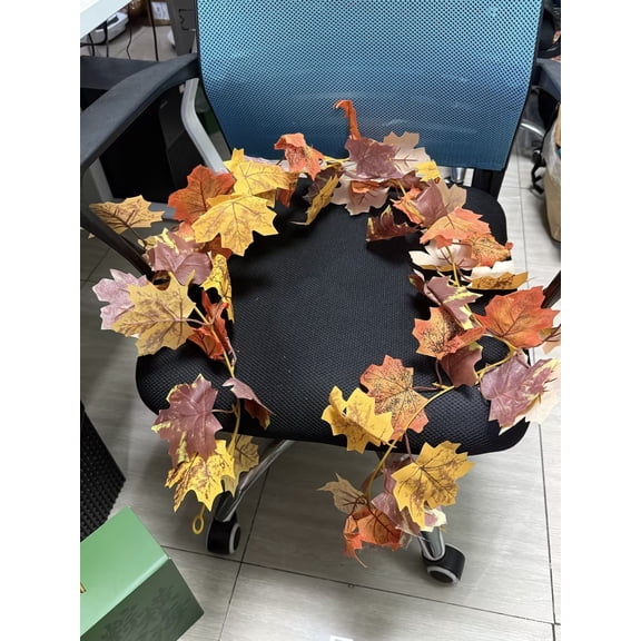 Fall Garland,69 Inch Artificial Maple Leaf Vine Garland Ornament,Thanks Faux Autumn Leaf Rattan Garland for Fireplace,Staircase and Front Door