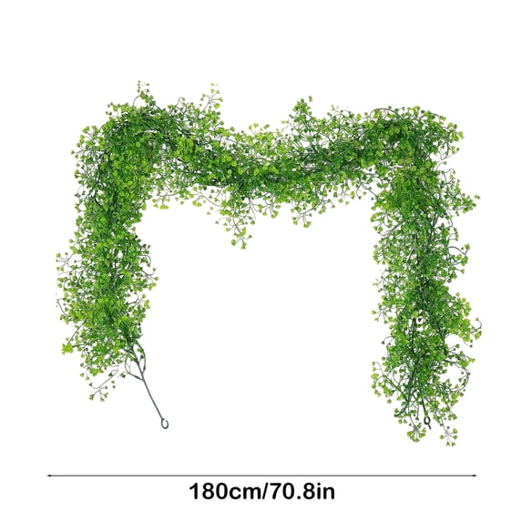Fall Garland 70.8in Artificial Green Rattan Vine, Plastic Autumn Hanging Leaves for Home Fireplace Stairs Wall Door Window Thanksgiving Decor