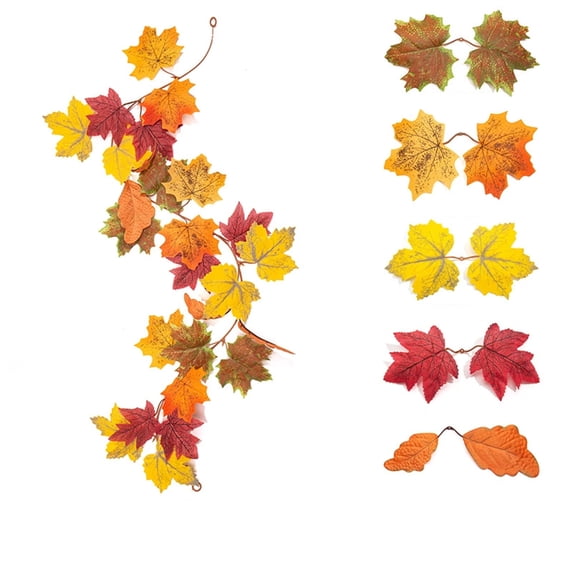 Fall Garland Colorful Maple Leaf Rattan Plastic Flexible & Fade Resistant for Fireplace Dining Table Mantel Thanksgiving Decorations Fall Decorations for Home by MPOISVA