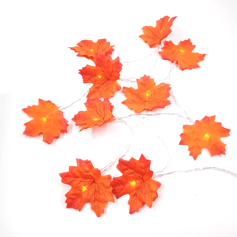 Fall Garland with Lights Plug in Thanksgiving Maple Leaves String