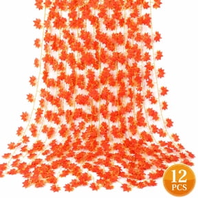 Fall Garland Maple Banner Home Decorations Autumn Hanging Leaf Vines Artificial Fall Maple Leaves Garland Thanksgiving Decor for Home Wedding Fireplace Party 12 Pack