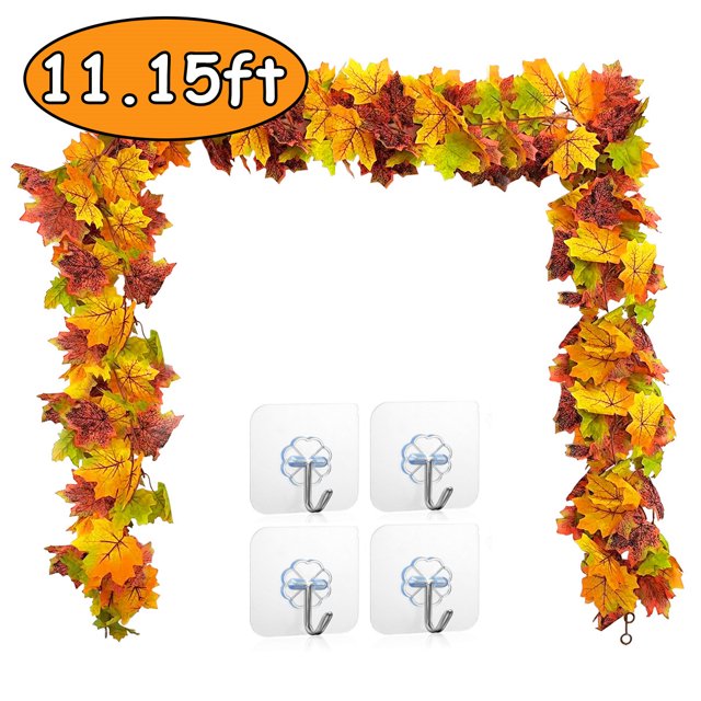 Fall Garland Maple Leaf, 5.56Ft/Piece Hanging Vine Garland Artificial