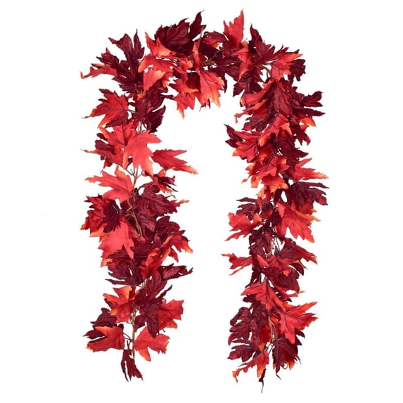 Fall Garland Maple Leaf,6.5 Ft Hanging Vine Garland,Artificial Autumn Foliage Garland,Autumn Foliage Garland,Autumn Maple Leaf Garlands for Mantle Fall Decoration for Home Autumn Indoor Decor,Red