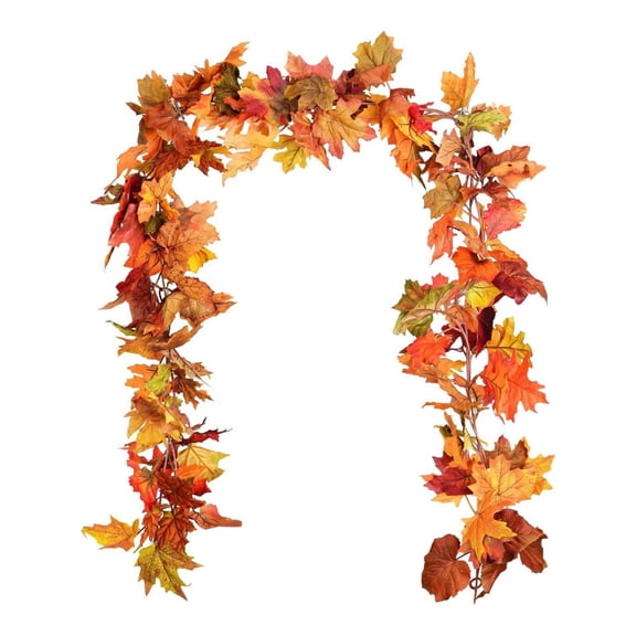 Fall Garland Maple Leaf,6.5 Ft Hanging Vine Garland,Artificial Autumn Foliage Garland,Autumn Foliage Garland,Autumn Maple Leaf Garlands for Mantle Fall Decoration for Home Autumn Indoor Decor,Orange