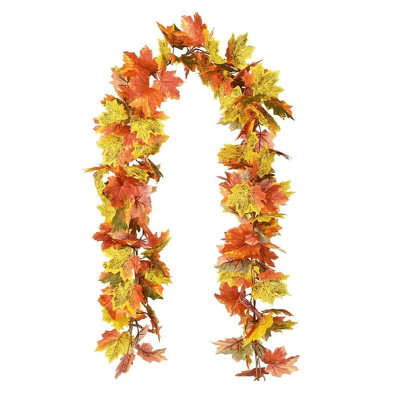 Fall Garland Maple Leaf,6.5 Ft Hanging Vine Garland,Artificial Autumn Foliage Garland,Autumn Foliage Garland,Autumn Maple Leaf Garlands for Mantle Fall Decoration for Home Autumn Indoor Decor,Yellow