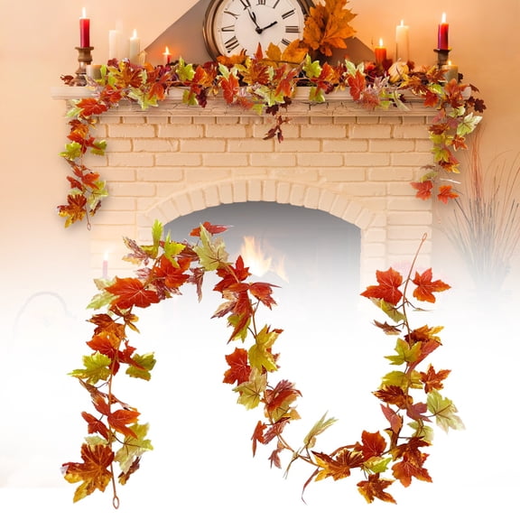 Fall Garland Maple Leaf, 66.93 Inches Piece Hanging Vine Garland Artificial Autumn Foliage Garland Thanksgiving Decor for Home Wedding Fireplace Party Christmas (Orange)