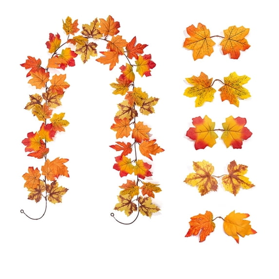 Fall Garland Maple Leaf Garland,78.74 Inch Autumn Maple Leaf Garlands for Thanksgiving Decor | Faux Fall Decoration Hanging Wreath for Fireplace Stairs