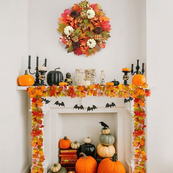 Fall Garland Maple Leaf Rattan Plastic Realistic & Flexible for Mantel Table Door Thanksgiving Decorations Fall Decorations for Home by MPOISVA