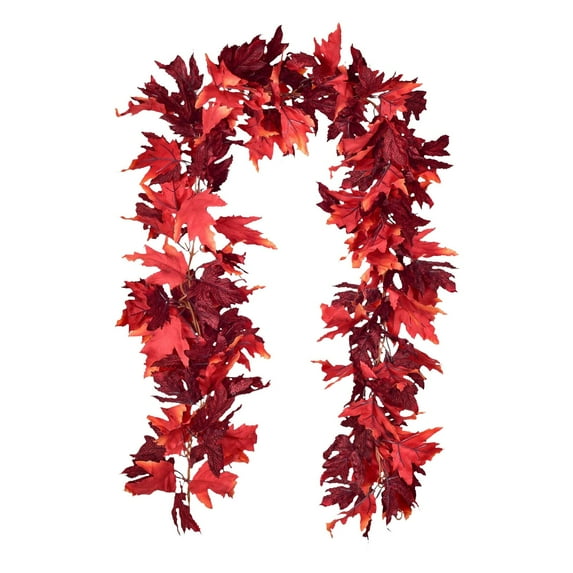 Fall Garland, Ongmies 70In Fall Maple Leaves Garland – Autumn Decor for Halloween, Fireplace, Weddings & Outdoor Decoration, Maple Leaves Garlands