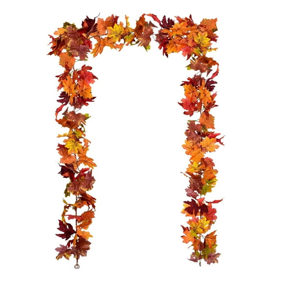 Fall Garland, Ongmies 70In Fall Maple Leaves Garland – Autumn Decor for Halloween, Fireplace, Weddings & Outdoor Decoration, Maple Leaves Garlands