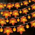 thumbnail image 1 of Fall Garland with Pumpkin Lights, Fall Decorations for Home Maple Leaf Pumpkin Lights, 16Ft 50 LED Maples Leaves Fall Lights USB Powered Halloween Thanksgiving Indoor Porch Bedroom, 1 of 8