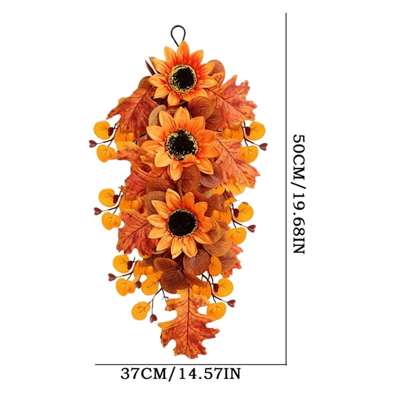 Fall Garland With Pumpkins Sunflower Maple Leaf Cloth Sturdy & Flexible for Wall Mantel Home Thanksgiving Decorations Fall Decorations for Home by MPOISVA