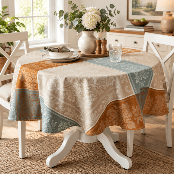 Fall Gathering Tablecloth (taupe 70" Round)