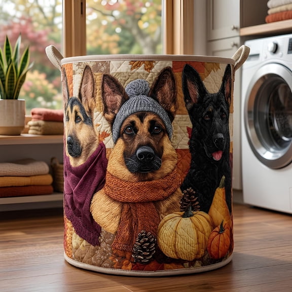 Fall German Shepherds Laundry Basket, Dog Storage Hamper, Housewarming Gift Ideas, Birthday Gift, Anniversary Gift, Mothers Day Gift