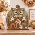 Fall Ghost House Wooden Block, Owl’s Hollow Pumpkin Tabletop Display ...