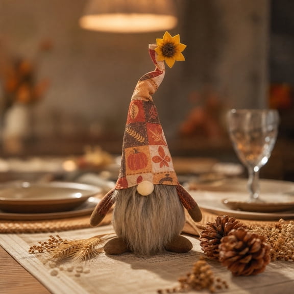 Fall Gnome Decorations, Swedish Tomte Plush Gnome Set with Pumpkin Maple Leaf Sunflower Design and Tabletop Display, Thanksgiving Home Decor for Mantel Dining Table Shelf Farmhouse