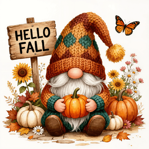 Fall Gnome Diamond Art Painting Kits for Adults, Autumn Diamond Painting Kit for Beginner, DIY Full Round Drill Diamond Dot Painting Gem Art Kits, Thanksgiving Fall Home Wall Decor Gifts 14x14 inch