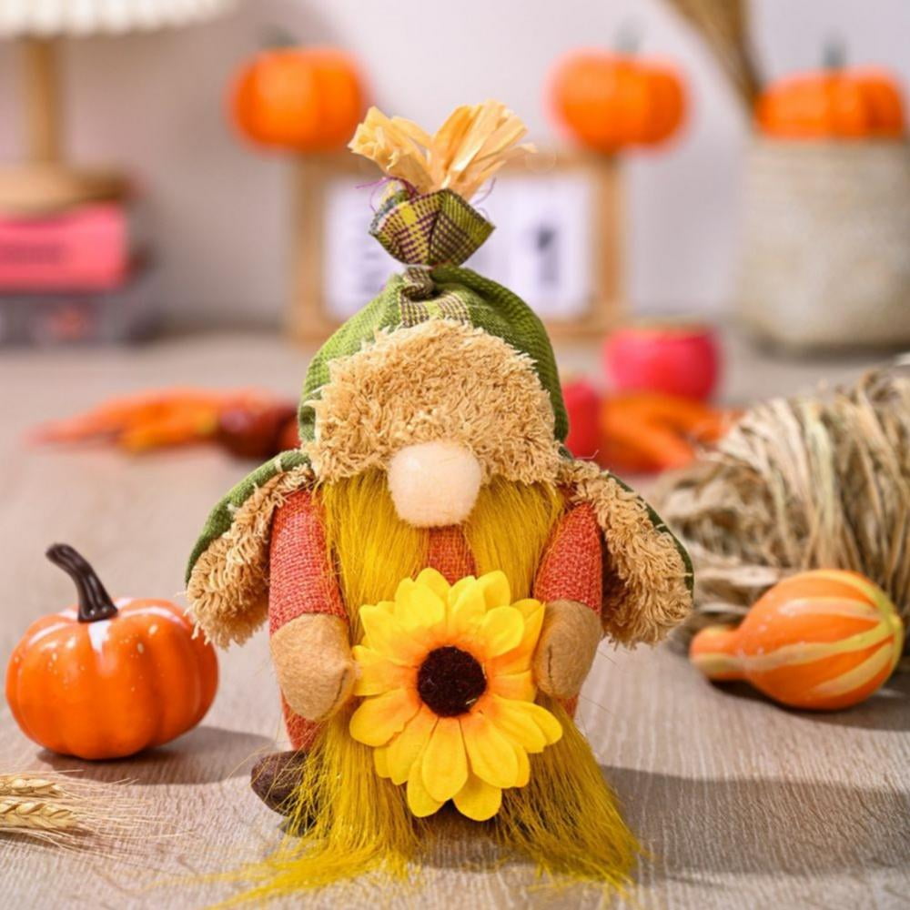 Fall Gnome Figurines Pumpkin Sunflower Swedish Elf Dwarf Plush Ornaments For Christmas Autumn