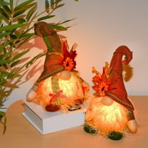 Fall Gnome Lighted Thanksgiving Plush Decorations for Home Light up Handmade Pumpkin Swedish Tomte Doll Table Decor for Tabletop Ornament Autumn Figurine Holiday Housewarming Gift