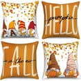 Fall Gnome Pillow Covers 16x16 Set of 4, Maple Leaves Throw Pillow