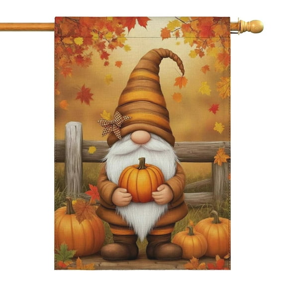 Fall Gnome with Pumpkins Fall Garden Flags 28"x40” Double Side,Small Yard Flags for Outside,Outdoor Fall Decor,Autumn Funny Garden Flag Yard Decoration