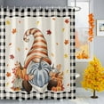 thumbnail image 1 of Fall Gnome Shower Curtains for Bathroom, Pumpkin Fallen Leaves Vintage Black White Plaid Waterproof Fabric Shower Curtain for Bathroom Bathtub Decoration, Machine Washable, 54x"78", 1 of 9