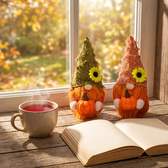 Fall Gnome Tabletop Ornaments with Sunflower and Pumpkin Accents - Perfect for Indoor Home Decor, Festive Party Favors, and Creative Holiday Gifting