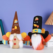 Fall Gnome Thanksgiving Decorations, Set of 2 Turkey Gnomes Plush Tomte Swedish Gnome Dolls, Autumn Harvest Tabletop Decor for Home Table Kitchen