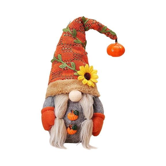 Fall Gnome Thanksgiving Halloween Plush Doll Pumpkin Sunflower Decor, Swedish Scandinavian Tomte Faceless Ornament, Home Kitchen Festival Decoration