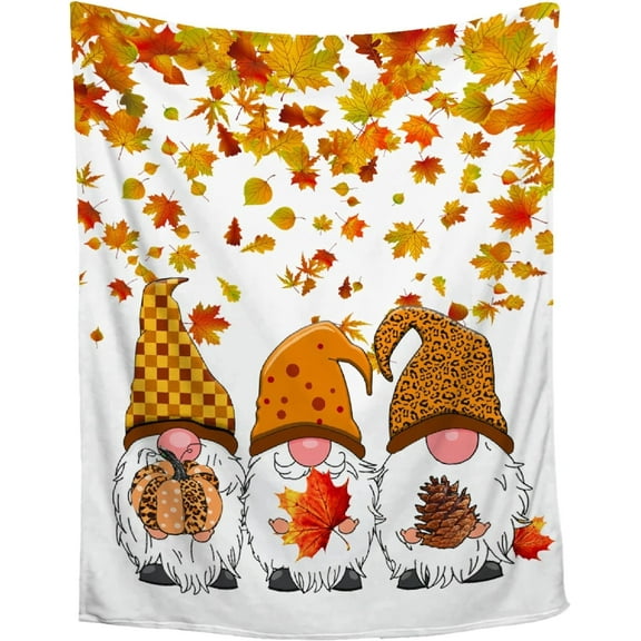 Fall Gnome Throw Blanket - Autumn Pumpkin Blanket - Thanksgiving Decor Blanket - Fall Gnome Gifts for Home - Gnome Bedding Blanket for Couch/Sofa/Living Room - 40"x50"-Kids/Throw Size
