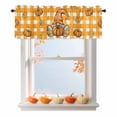 thumbnail image 1 of Fall Gnome Valances for Windows, 54 x 18in, Pumpkin Maple Leaf Yellow Plaid Rod Pocket Kitchen Valance Curtain Light Filtering Window Treatments for Living Room Bedroom, 1 Panel, 1 of 7